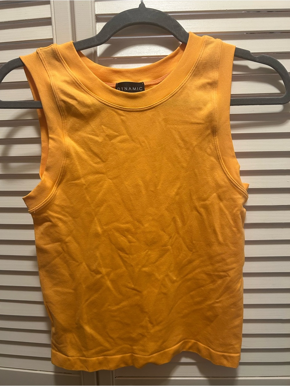 Dynamic Sleeveless Ribbed Tank Top in Mustard Orange